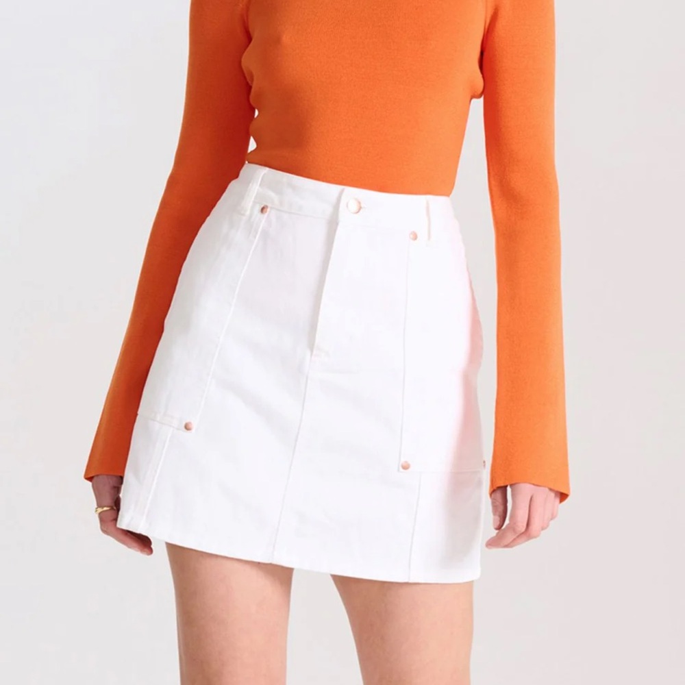 ENA PELLY - MARLEY DENIM MINI SKIRT (BRIGHT WHITE)